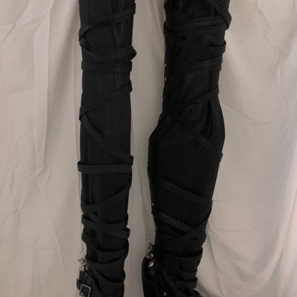 Actual RUNWAY Rare ❤️Nicholas Kirkwood X Rodarte Over Knee Thigh High Heel Boots - Picture 6 of 17